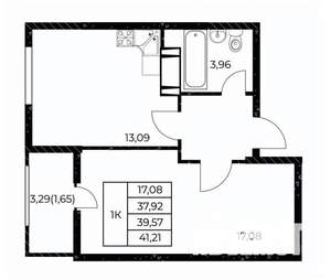 1-к квартира, вторичка, 41м2, 22/25 этаж
