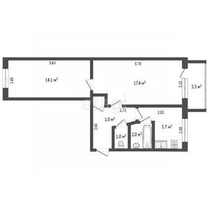 2-к квартира, вторичка, 46м2, 4/5 этаж