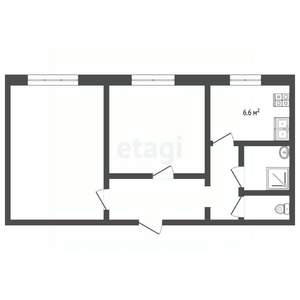 2-к квартира, вторичка, 44м2, 1/2 этаж