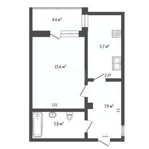 1-к квартира, вторичка, 39м2, 8/18 этаж