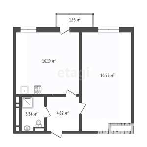 1-к квартира, вторичка, 43м2, 7/25 этаж