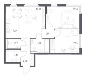 2-к квартира, вторичка, 60м2, 12/17 этаж