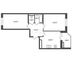 2-к квартира, вторичка, 55м2, 15/11 этаж