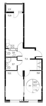 3-к квартира, строящийся дом, 61м2, 8/25 этаж