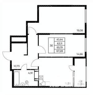 2-к квартира, вторичка, 67м2, 18/25 этаж