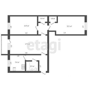 3-к квартира, вторичка, 47м2, 4/5 этаж