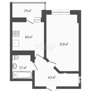 1-к квартира, вторичка, 33м2, 13/24 этаж