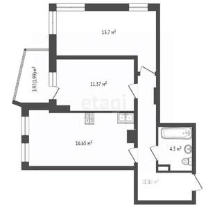 2-к квартира, вторичка, 58м2, 10/25 этаж