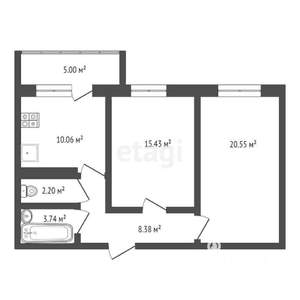 2-к квартира, вторичка, 63м2, 14/25 этаж
