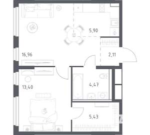 1-к квартира, вторичка, 48м2, 13/17 этаж