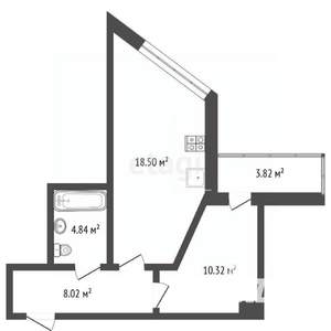 1-к квартира, вторичка, 43м2, 19/24 этаж