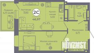 2-к квартира, вторичка, 47м2, 17/24 этаж