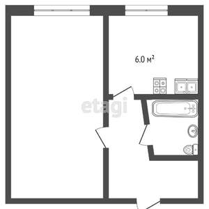 1-к квартира, вторичка, 30м2, 1/5 этаж