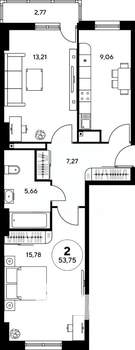 2-к квартира, вторичка, 54м2, 25/25 этаж