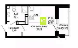 Студия квартира, вторичка, 22м2, 11/20 этаж