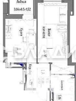1-к квартира, вторичка, 42м2, 25/25 этаж