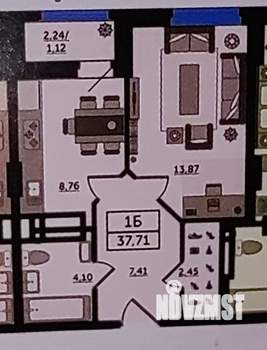 1-к квартира, вторичка, 38м2, 4/22 этаж