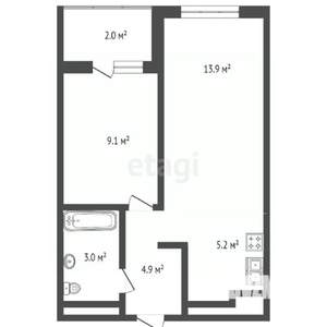 1-к квартира, вторичка, 43м2, 16/25 этаж