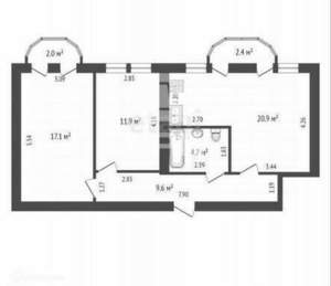 2-к квартира, вторичка, 73м2, 2/5 этаж