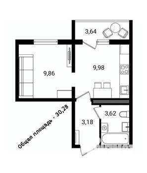 1-к квартира, вторичка, 28м2, 10/18 этаж