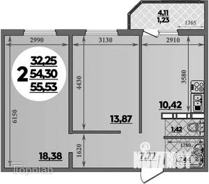 2-к квартира, вторичка, 54м2, 15/17 этаж