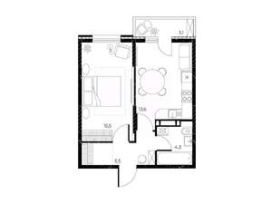 1-к квартира, вторичка, 40м2, 3/25 этаж