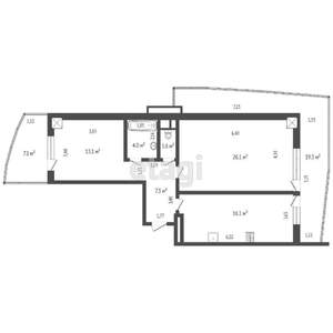 2-к квартира, вторичка, 70м2, 4/16 этаж