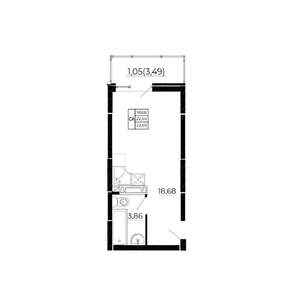 Студия квартира, вторичка, 24м2, 7/9 этаж