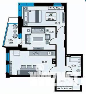 2-к квартира, вторичка, 59м2, 10/25 этаж