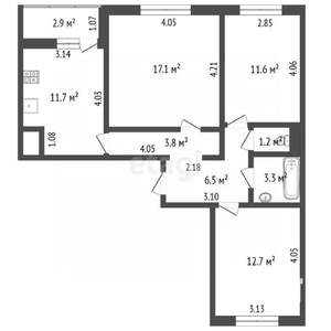 3-к квартира, вторичка, 69м2, 17/20 этаж
