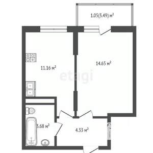 1-к квартира, вторичка, 38м2, 8/10 этаж