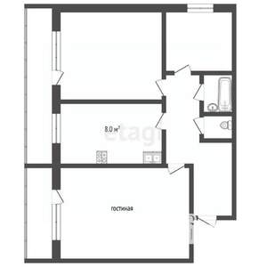 3-к квартира, вторичка, 60м2, 9/9 этаж
