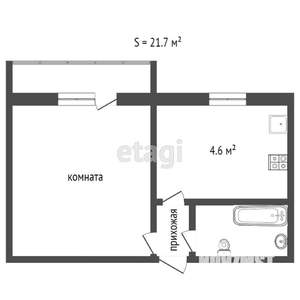 1-к квартира, вторичка, 22м2, 9/9 этаж