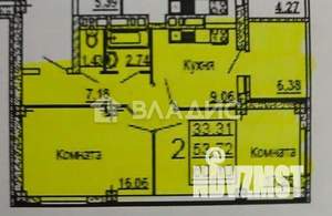 2-к квартира, вторичка, 54м2, 15/25 этаж