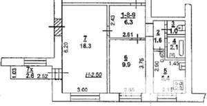 2-к квартира, вторичка, 45м2, 9/9 этаж