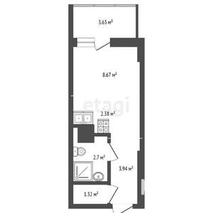 Студия квартира, вторичка, 24м2, 3/15 этаж