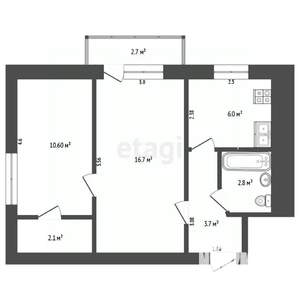 2-к квартира, вторичка, 42м2, 5/5 этаж