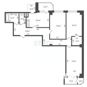 3-к квартира, вторичка, 95м2, 11/19 этаж