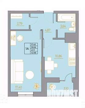 1-к квартира, вторичка, 43м2, 14/22 этаж