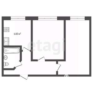 2-к квартира, вторичка, 47м2, 5/5 этаж