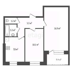 2-к квартира, вторичка, 45м2, 2/9 этаж