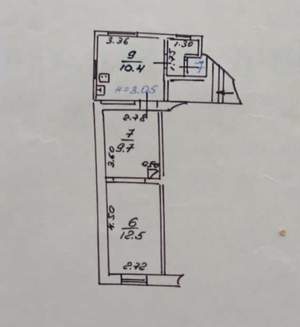 1-к квартира, вторичка, 36м2, 2/2 этаж