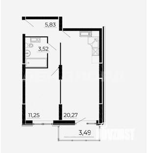 1-к квартира, вторичка, 41м2, 6/10 этаж