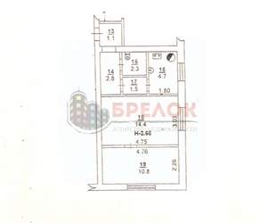 2-к квартира, вторичка, 38м2, 2/2 этаж