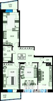 3-к квартира, вторичка, 86м2, 6/12 этаж