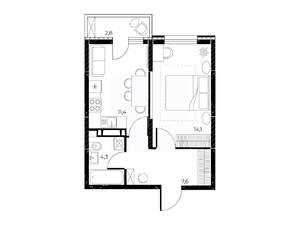 1-к квартира, вторичка, 38м2, 3/25 этаж