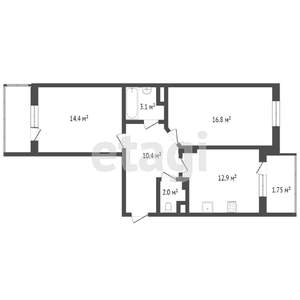 2-к квартира, вторичка, 58м2, 23/25 этаж