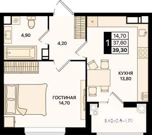 1-к квартира, вторичка, 39м2, 10/20 этаж