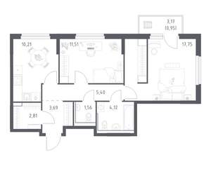 2-к квартира, вторичка, 58м2, 10/17 этаж