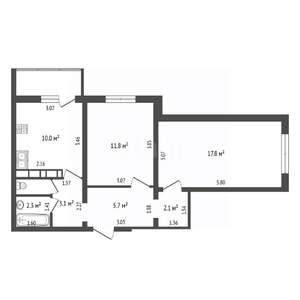 2-к квартира, вторичка, 54м2, 8/22 этаж